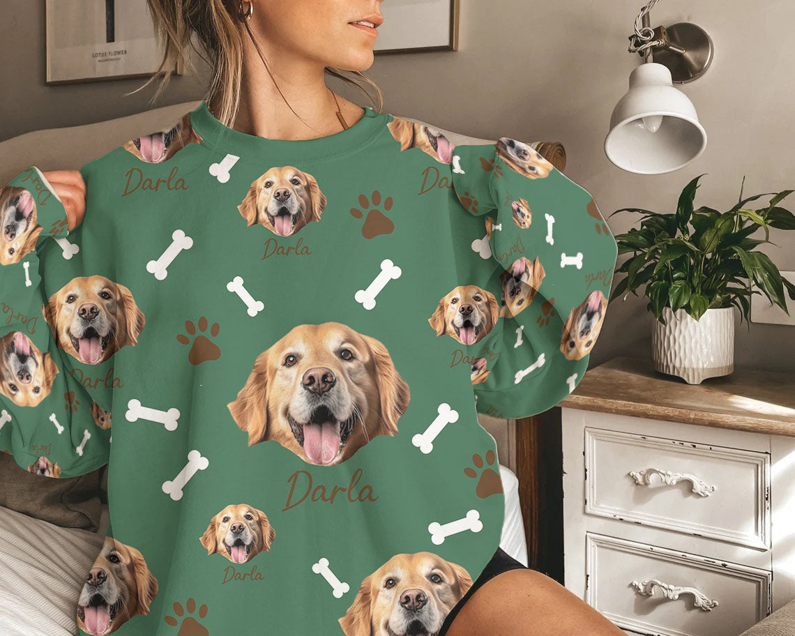 Personalized Pet Dog Cat Photo And Name Custom Sweatshirt