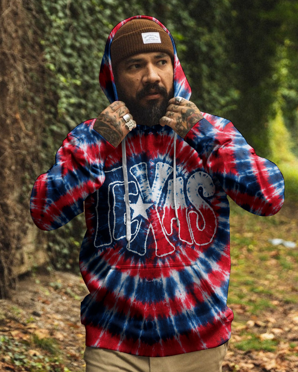 TEXAS RED WHITE & BLUE SWIRL ALL OVER PRINT   - TLHN1206263