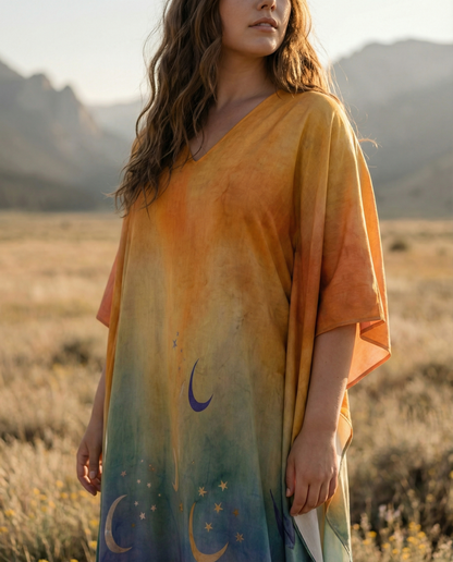 RAINBOW CRESCENT  MOON KAFTAN DRESS  - TLNO3001261