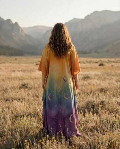 RAINBOW CRESCENT  MOON KAFTAN DRESS  - TLNO3001261