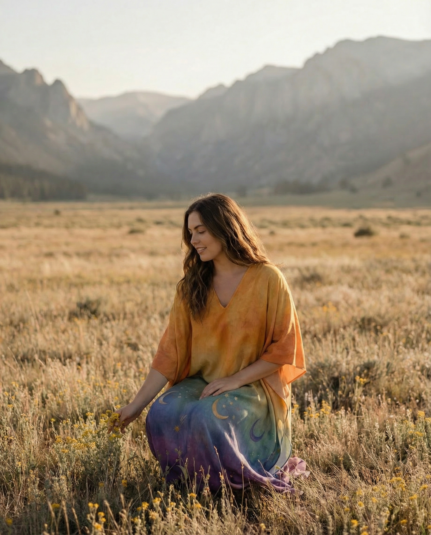 RAINBOW CRESCENT  MOON KAFTAN DRESS  - TLNO3001261