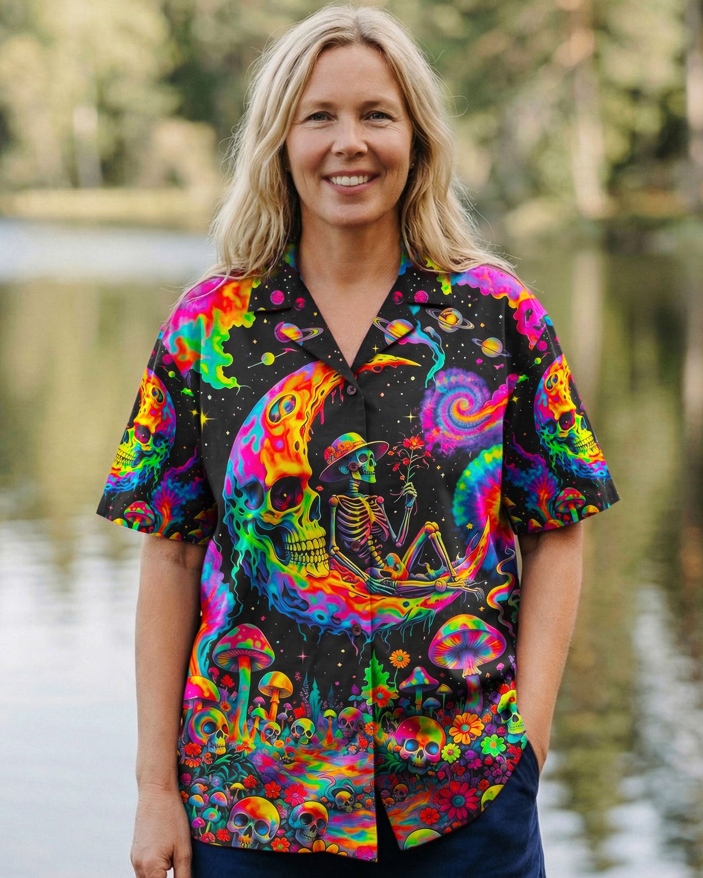 HIPPIE SKULL PSYCHEDELIC  CAMP SHIRT - TLNO0704261