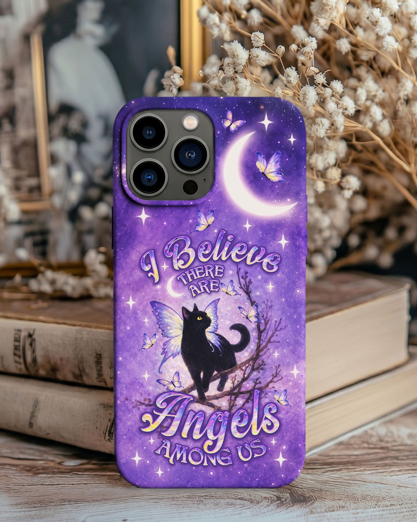 I BELIEVE THERE ARE ANGELS AMONG US BLACK CAT PHONE CASE  - TLNO2605262