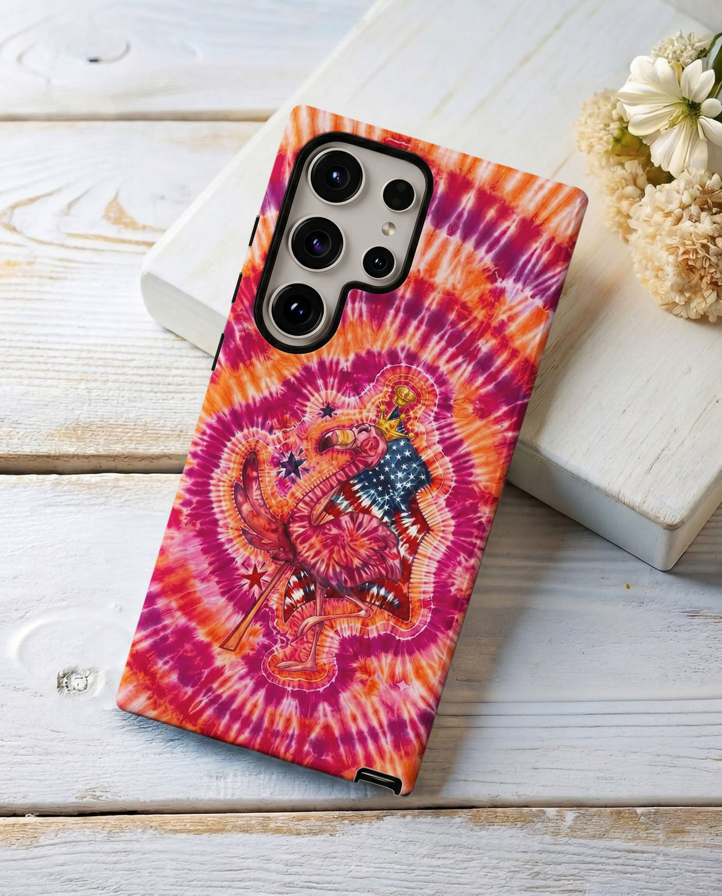 RED WHITE & BLUE FLAMINGO SWIRL PHONE CASE  - TLNO0405262