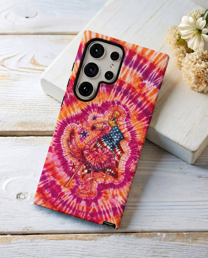 RED WHITE & BLUE FLAMINGO SWIRL PHONE CASE  - TLNO0405262