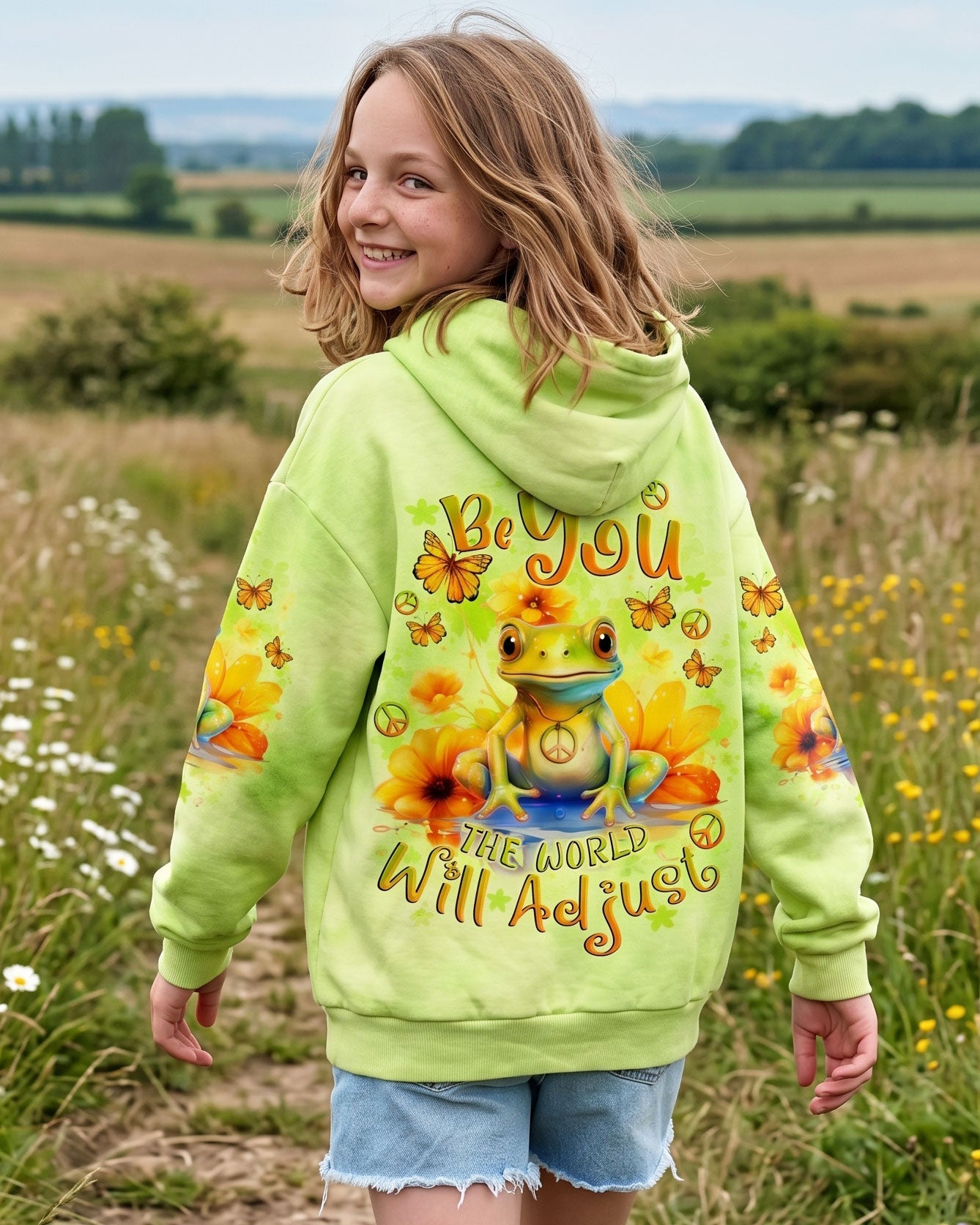 BE YOU THE WORLD WILL ADJUST FROG KIDS ALL OVER PRINT - TLNO1512233