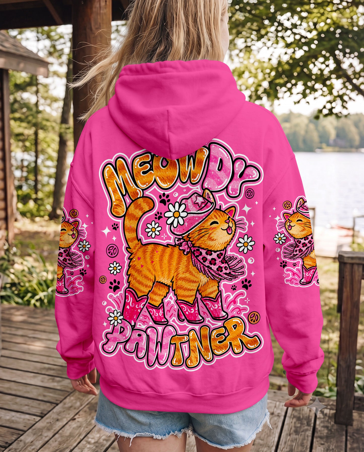 MEOWDY PAWTNER ORANGE TABBY CAT ALL OVER PRINT - TLNO0907262