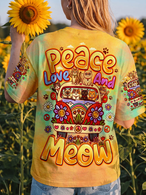 PEACE LOVE AND MEOW CATS ALL OVER PRINT - TLNO1307261