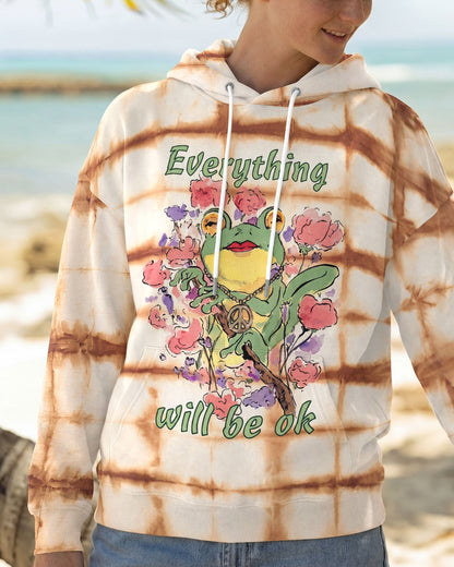 EVERYTHING WILL BE OK HIPPIE FROG ALL OVER PRINT - KM1206262