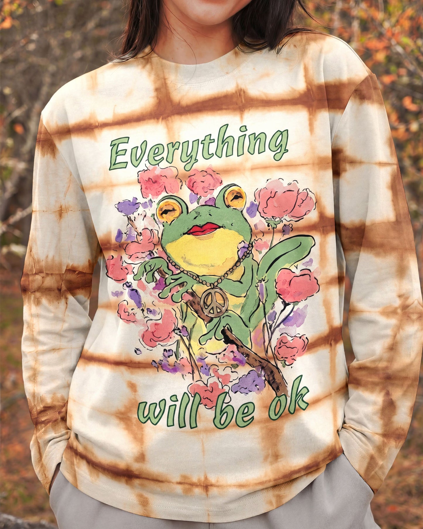 EVERYTHING WILL BE OK HIPPIE FROG ALL OVER PRINT - KM1206262