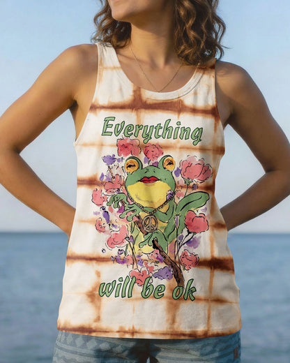 EVERYTHING WILL BE OK HIPPIE FROG ALL OVER PRINT - KM1206262