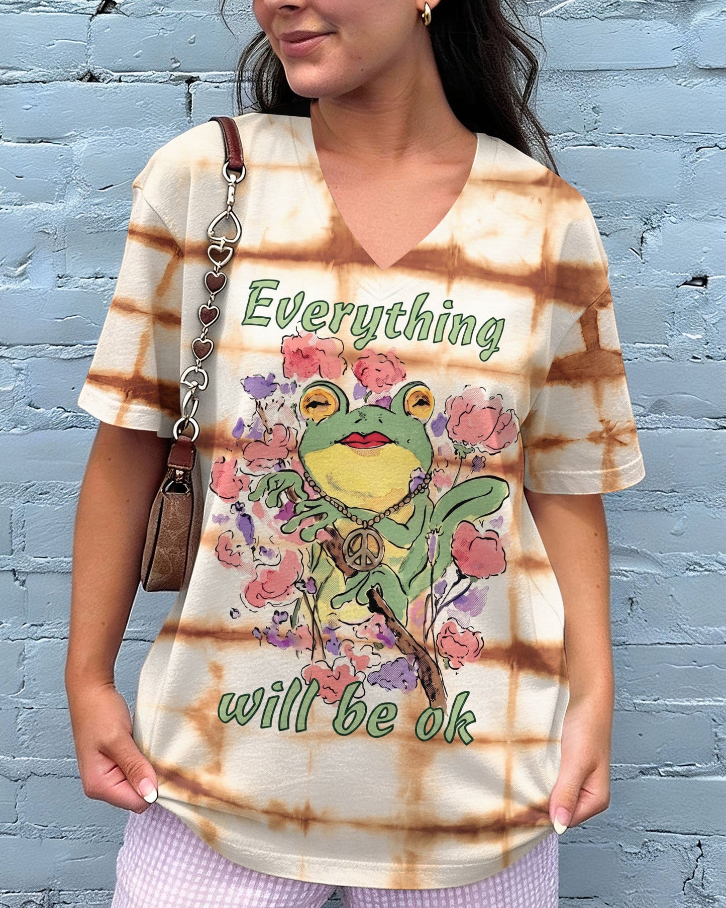 EVERYTHING WILL BE OK HIPPIE FROG ALL OVER PRINT - KM1206262