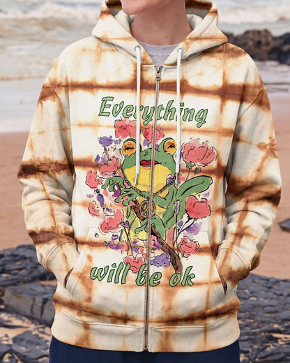 EVERYTHING WILL BE OK HIPPIE FROG ALL OVER PRINT - KM1206262