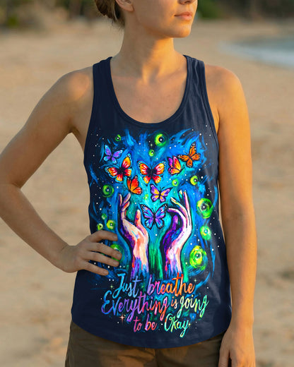 JUST BREATHE EVERYTHING IS GOING TO BE OKAY BUTTERFLY ALL OVER PRINT - KM2804261