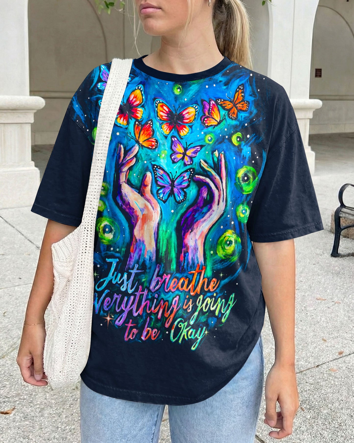JUST BREATHE EVERYTHING IS GOING TO BE OKAY BUTTERFLY ALL OVER PRINT - KM2804261
