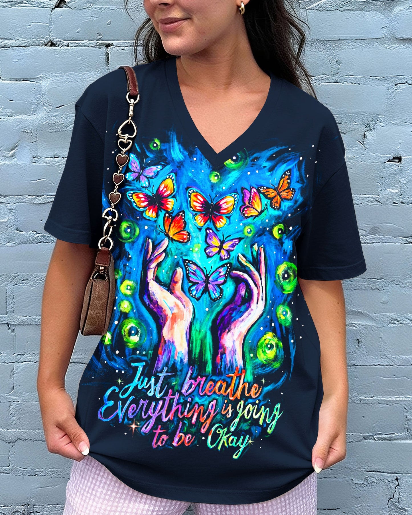 JUST BREATHE EVERYTHING IS GOING TO BE OKAY BUTTERFLY ALL OVER PRINT - KM2804261