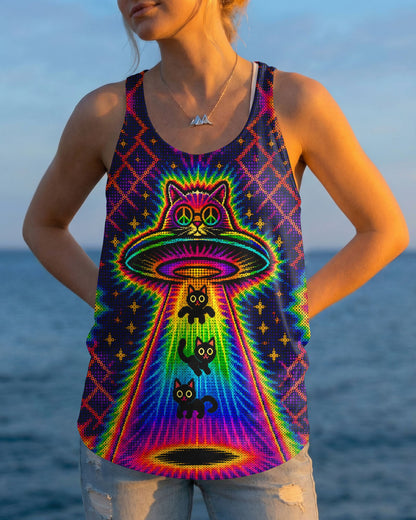 COSMIC CAT ABDUCTION PSYCHEDELIC RAINBOW BEAM ALL OVER PRINT - KMTM0805261