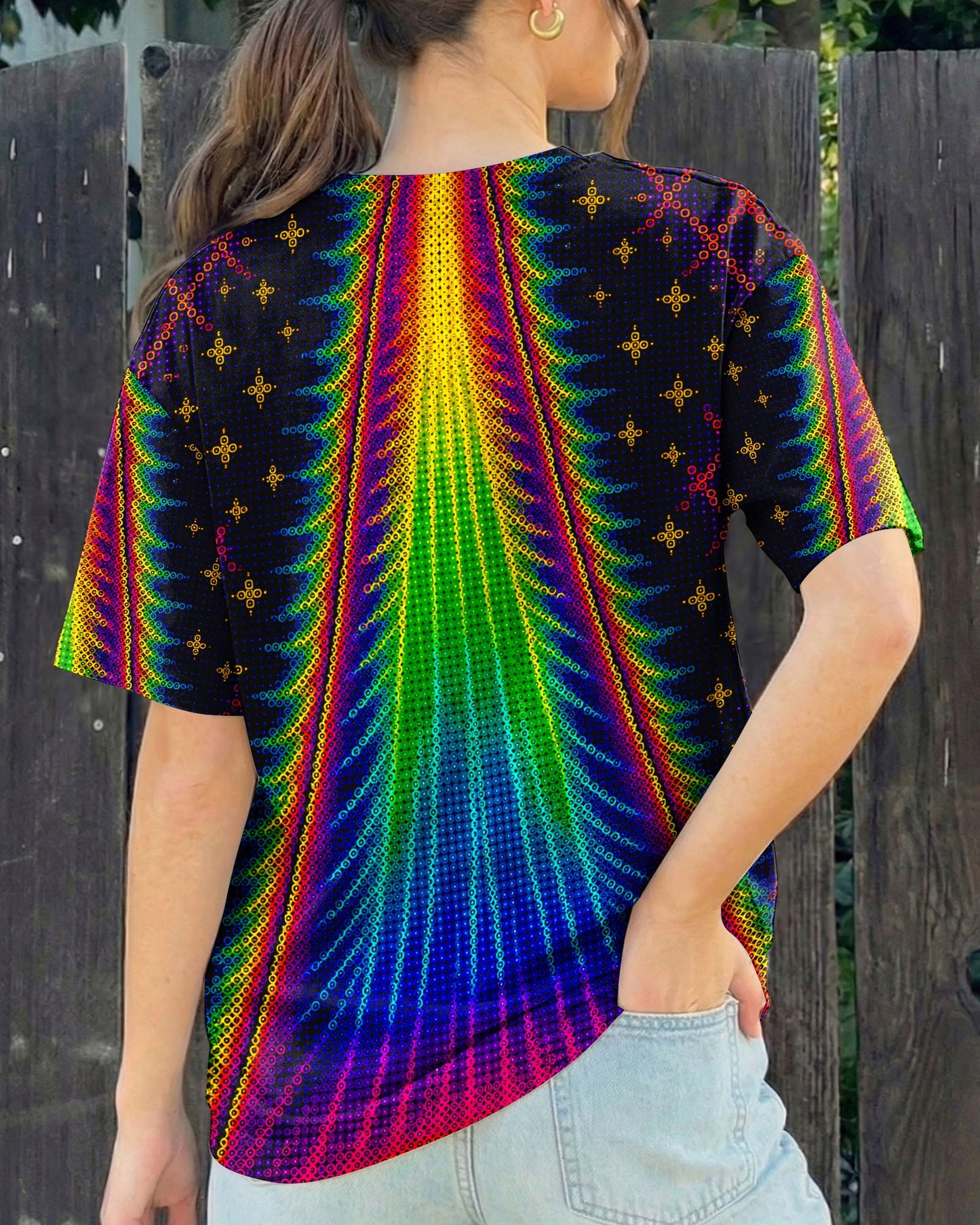 COSMIC CAT ABDUCTION PSYCHEDELIC RAINBOW BEAM ALL OVER PRINT - KMTM0805261