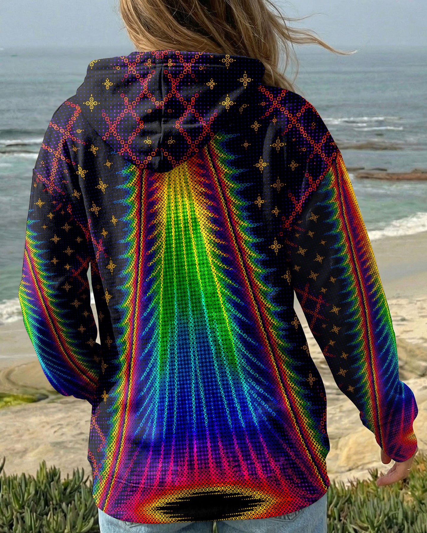 COSMIC CAT ABDUCTION PSYCHEDELIC RAINBOW BEAM ALL OVER PRINT - KMTM0805261