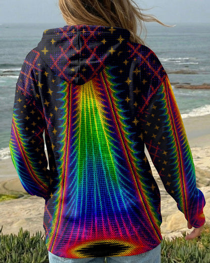 COSMIC CAT ABDUCTION PSYCHEDELIC RAINBOW BEAM ALL OVER PRINT - KMTM0805261
