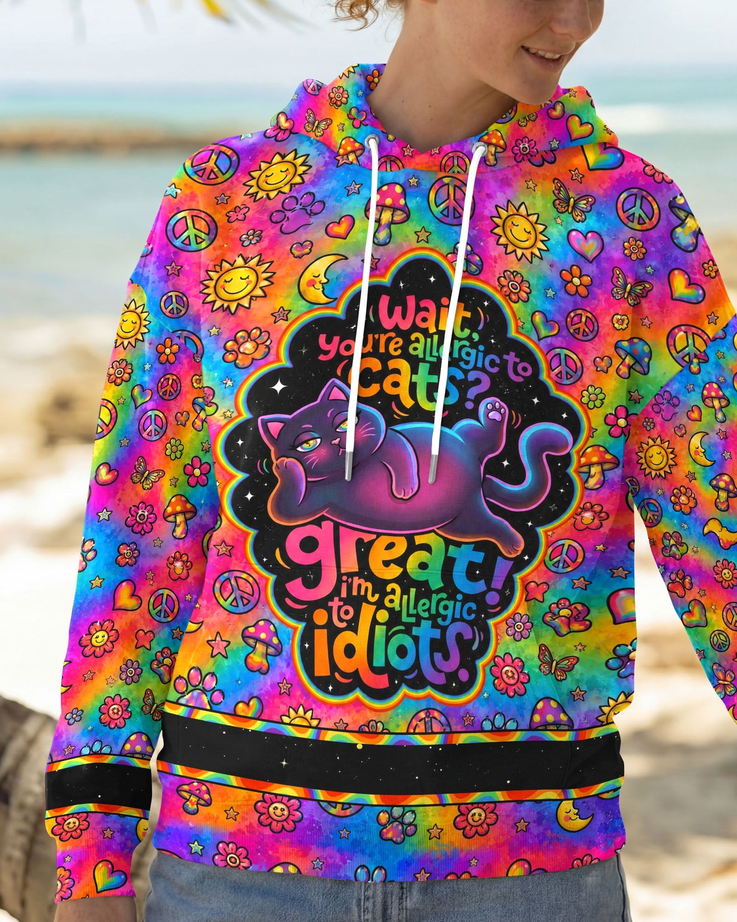 ALLERGIC TO IDIOTS CAT PSYCHEDELIC ALL OVER PRINT - KMTM1206261