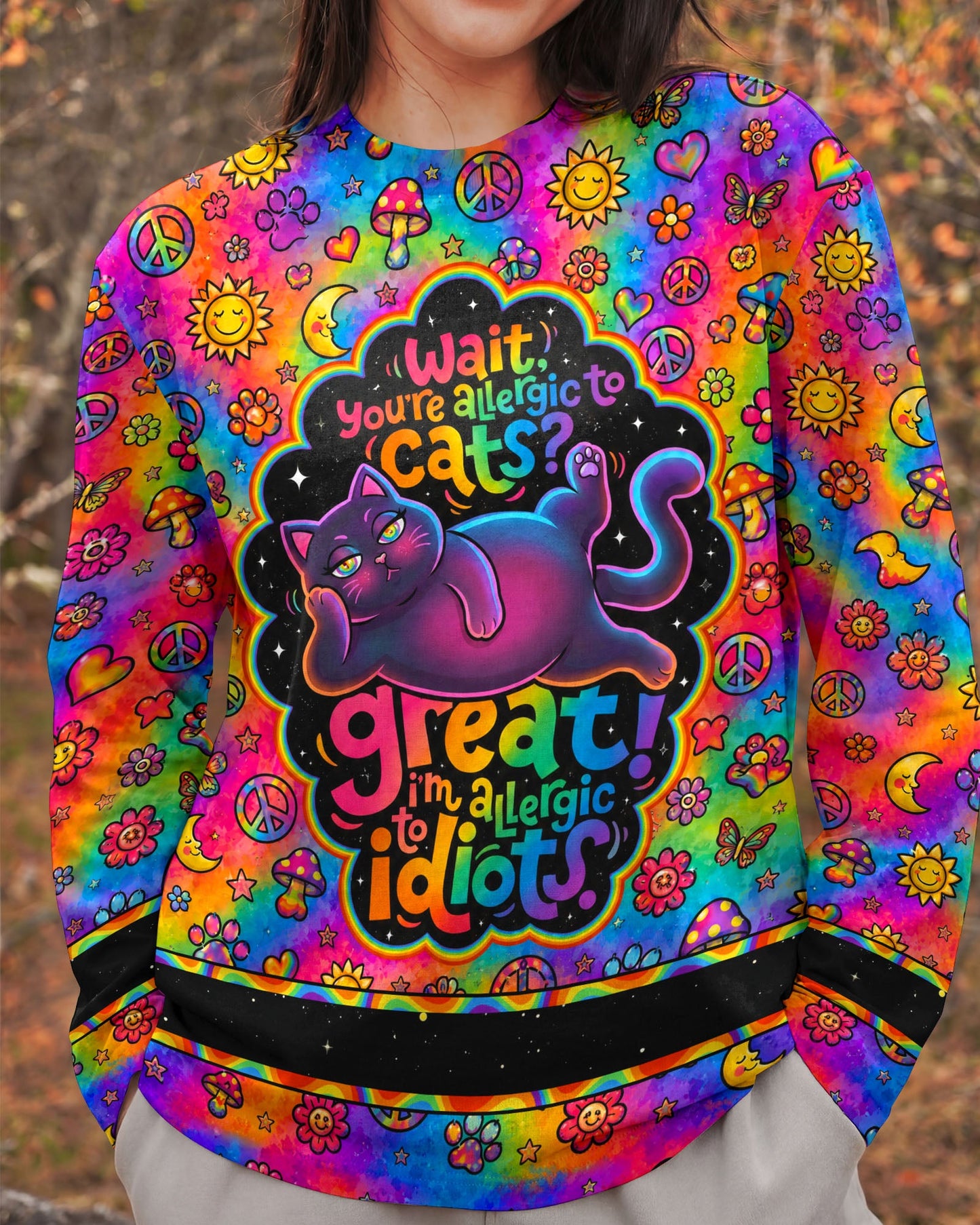 ALLERGIC TO IDIOTS CAT PSYCHEDELIC ALL OVER PRINT - KMTM1206261