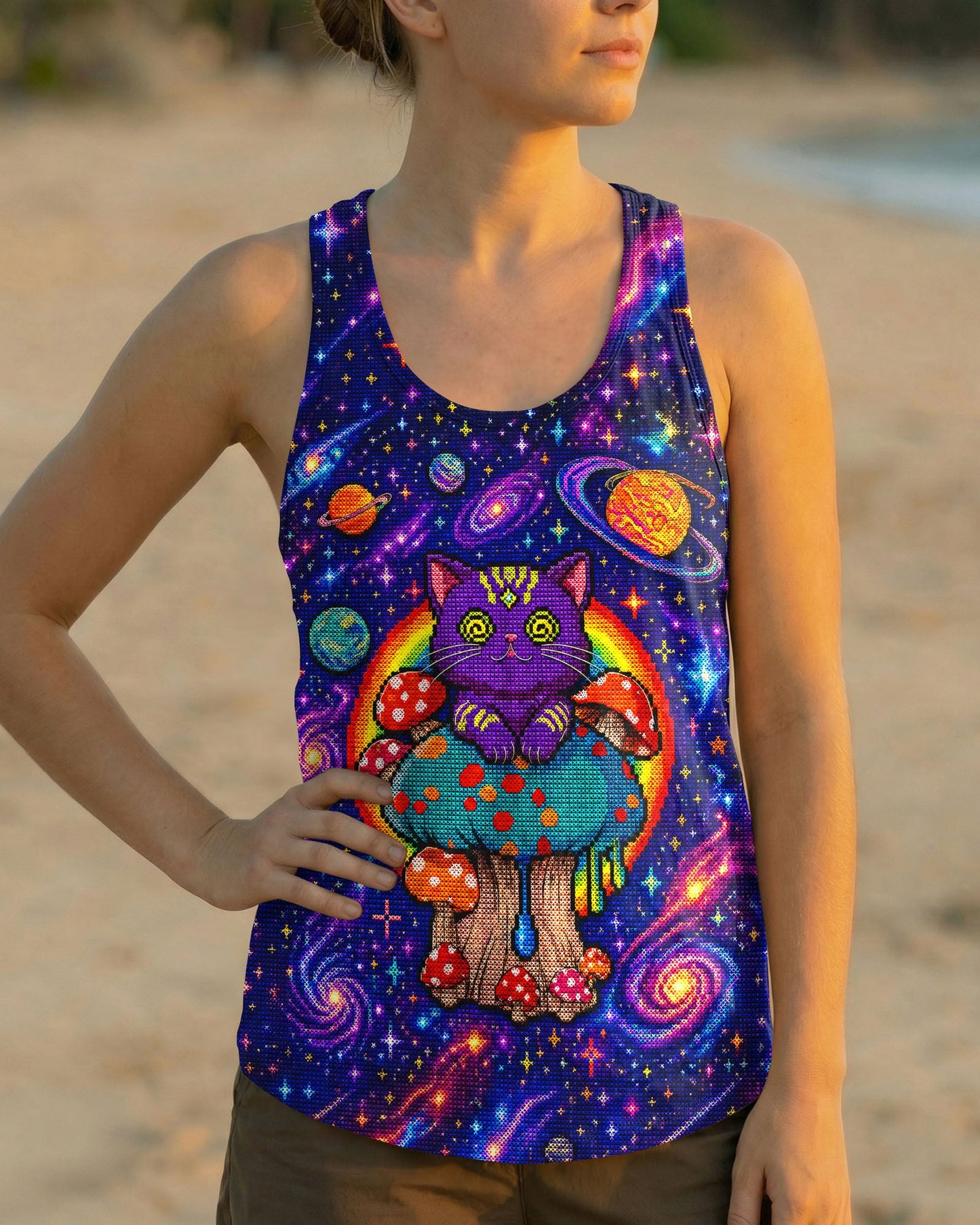 GALAXY MUSHROOM CAT PSYCHEDELIC ALL OVER PRINT - KMTM1905261