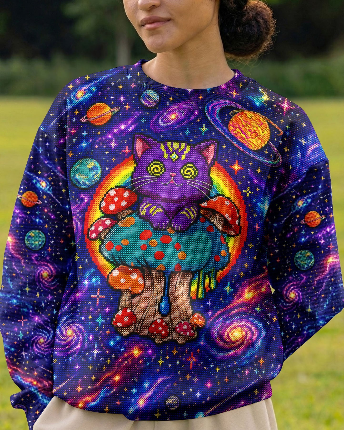 GALAXY MUSHROOM CAT PSYCHEDELIC ALL OVER PRINT - KMTM1905261