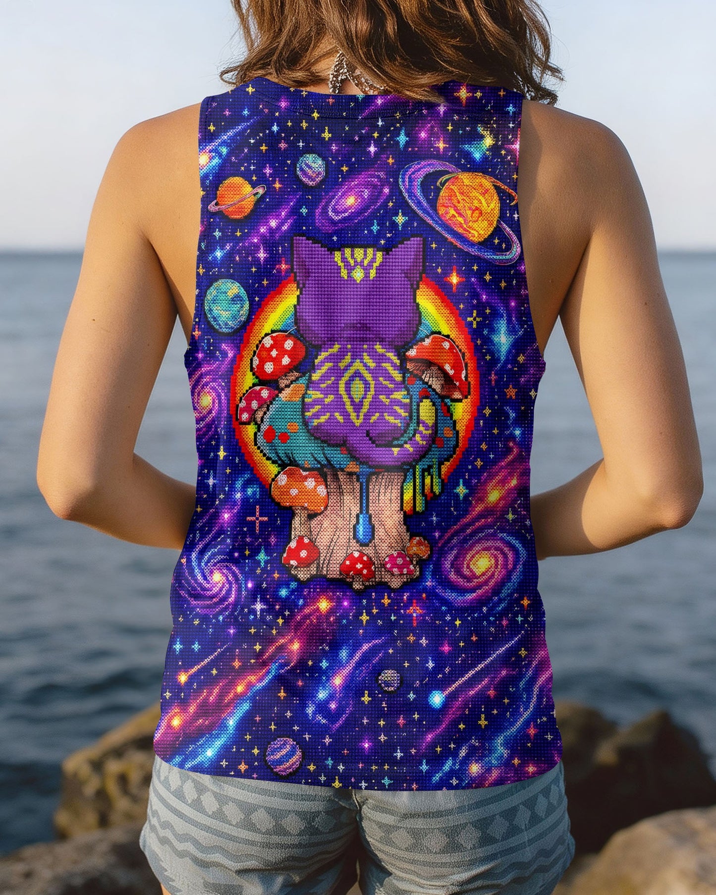 GALAXY MUSHROOM CAT PSYCHEDELIC ALL OVER PRINT - KMTM1905261