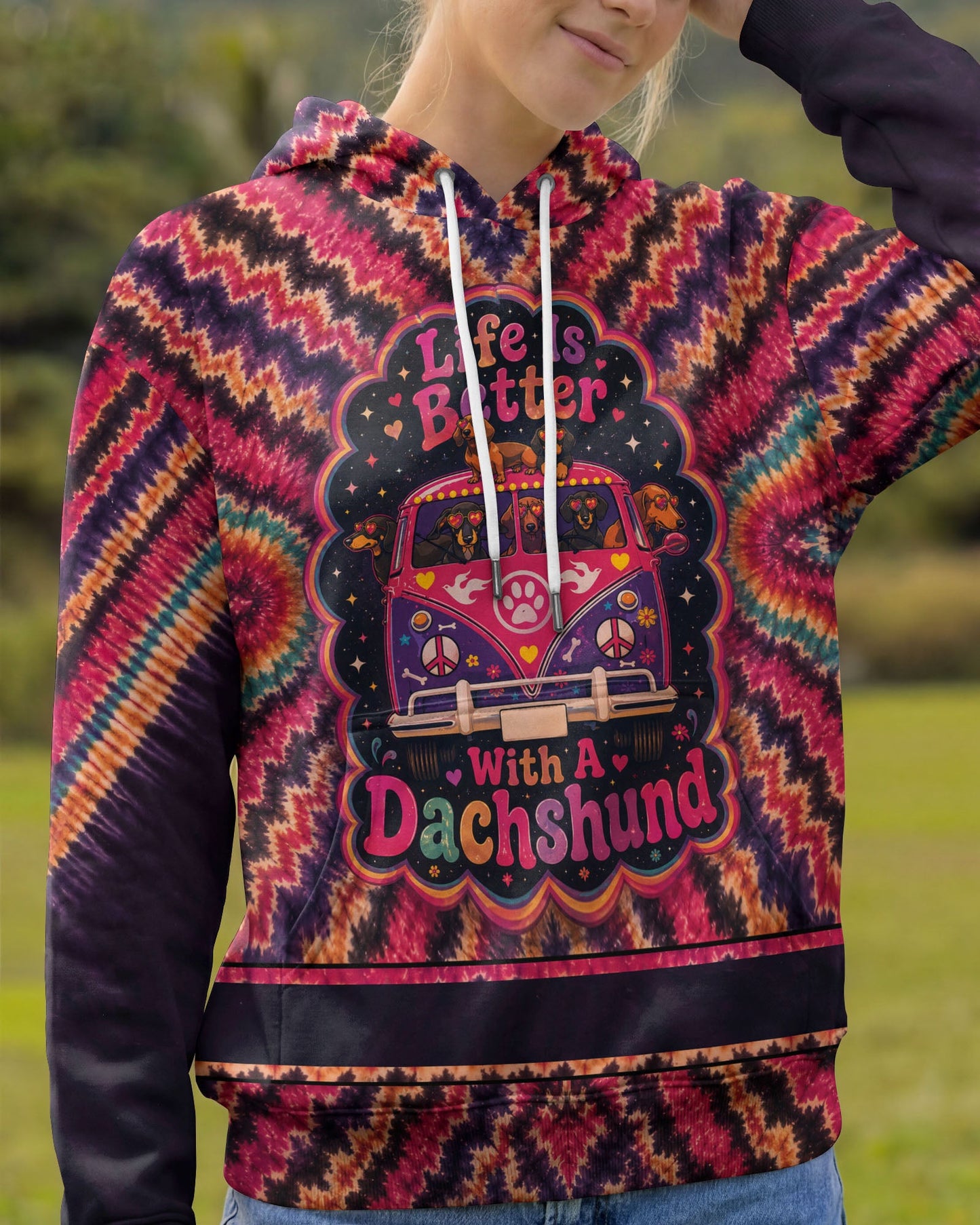 LIFE IS BETTER WITH A DACHSHUND RADIANT BURST ALL OVER PRINT - KMTM1906261