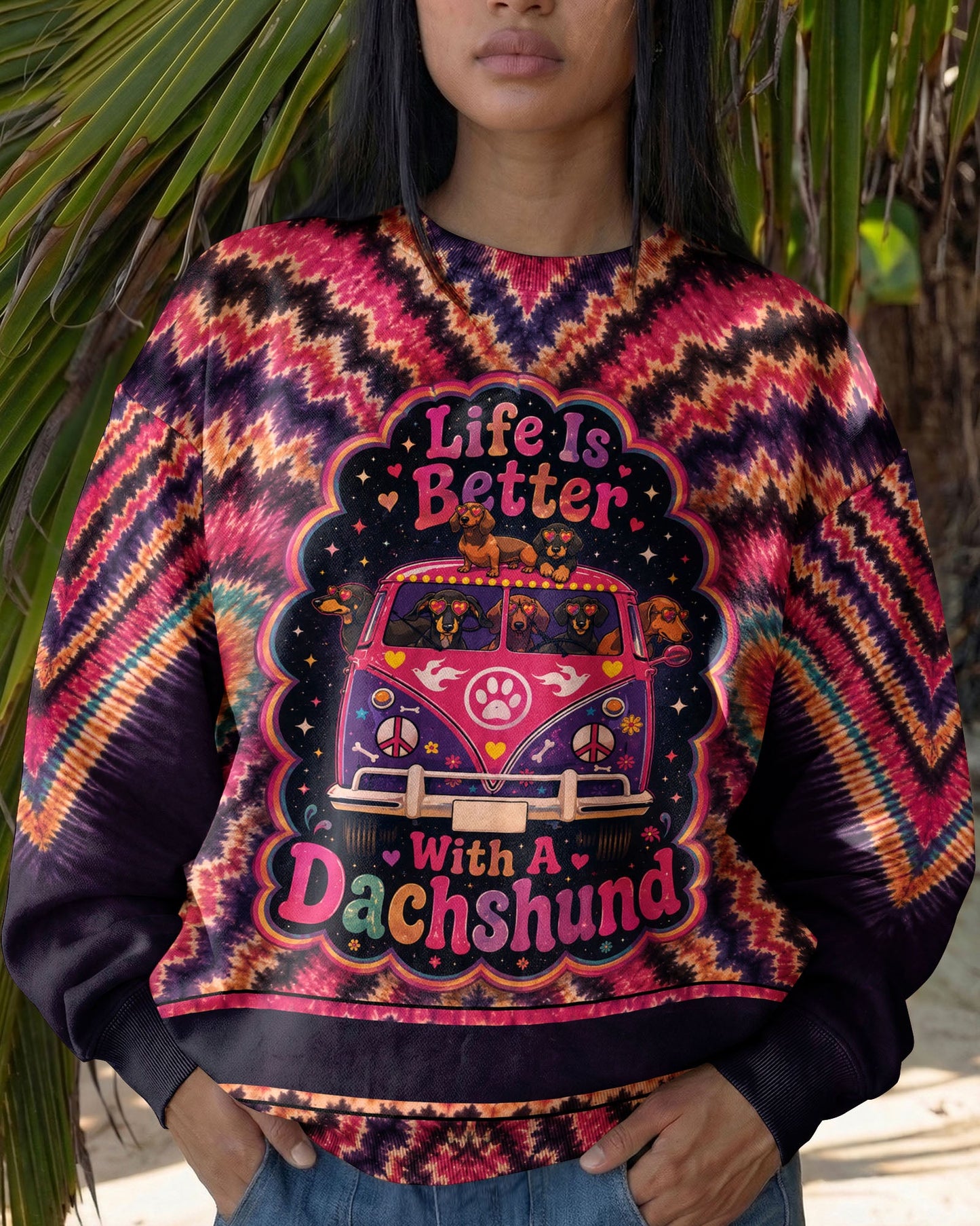 LIFE IS BETTER WITH A DACHSHUND RADIANT BURST ALL OVER PRINT - KMTM1906261