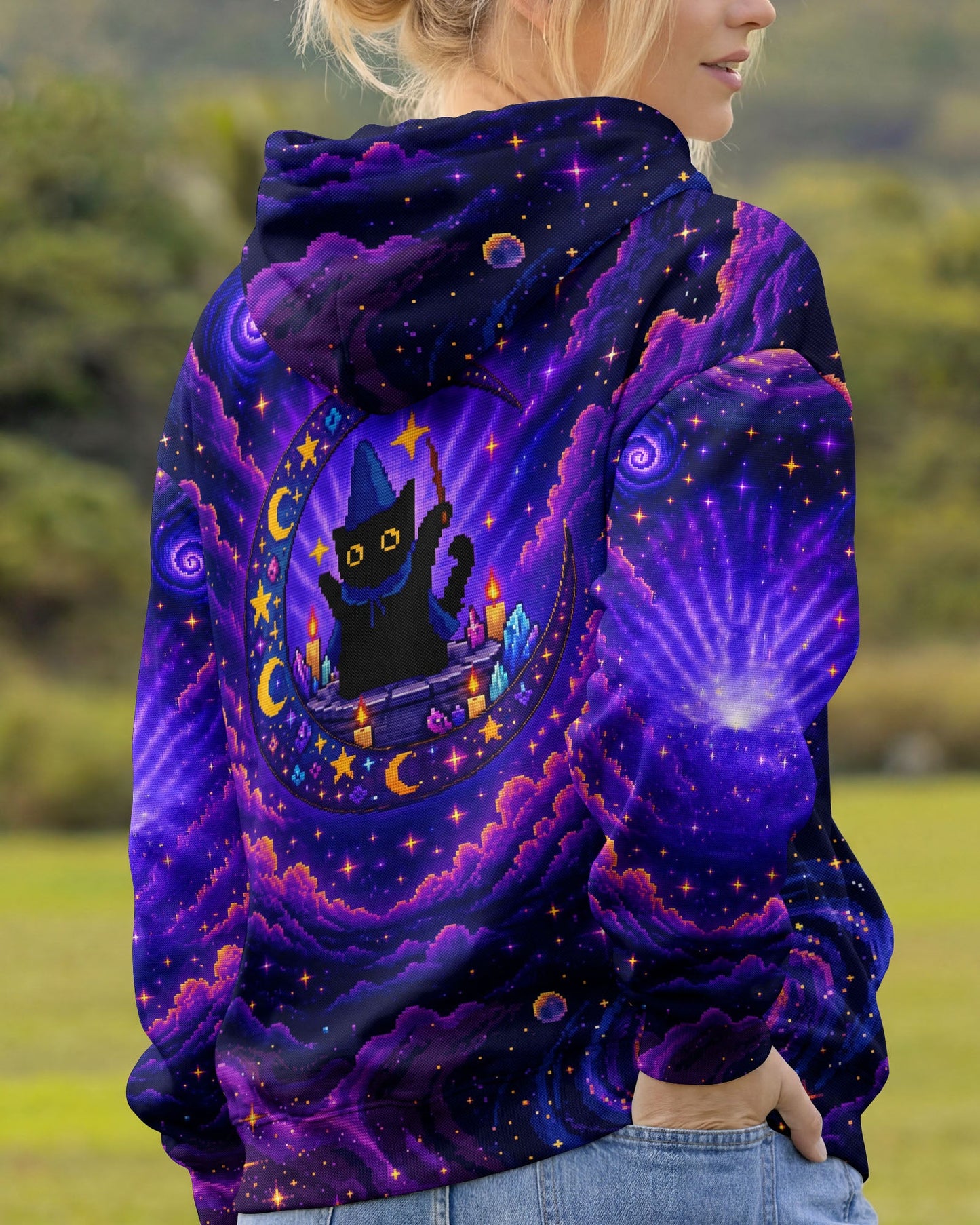 GALAXY WITCH CAT PIXEL ALL OVER PRINT - KMTM2205261