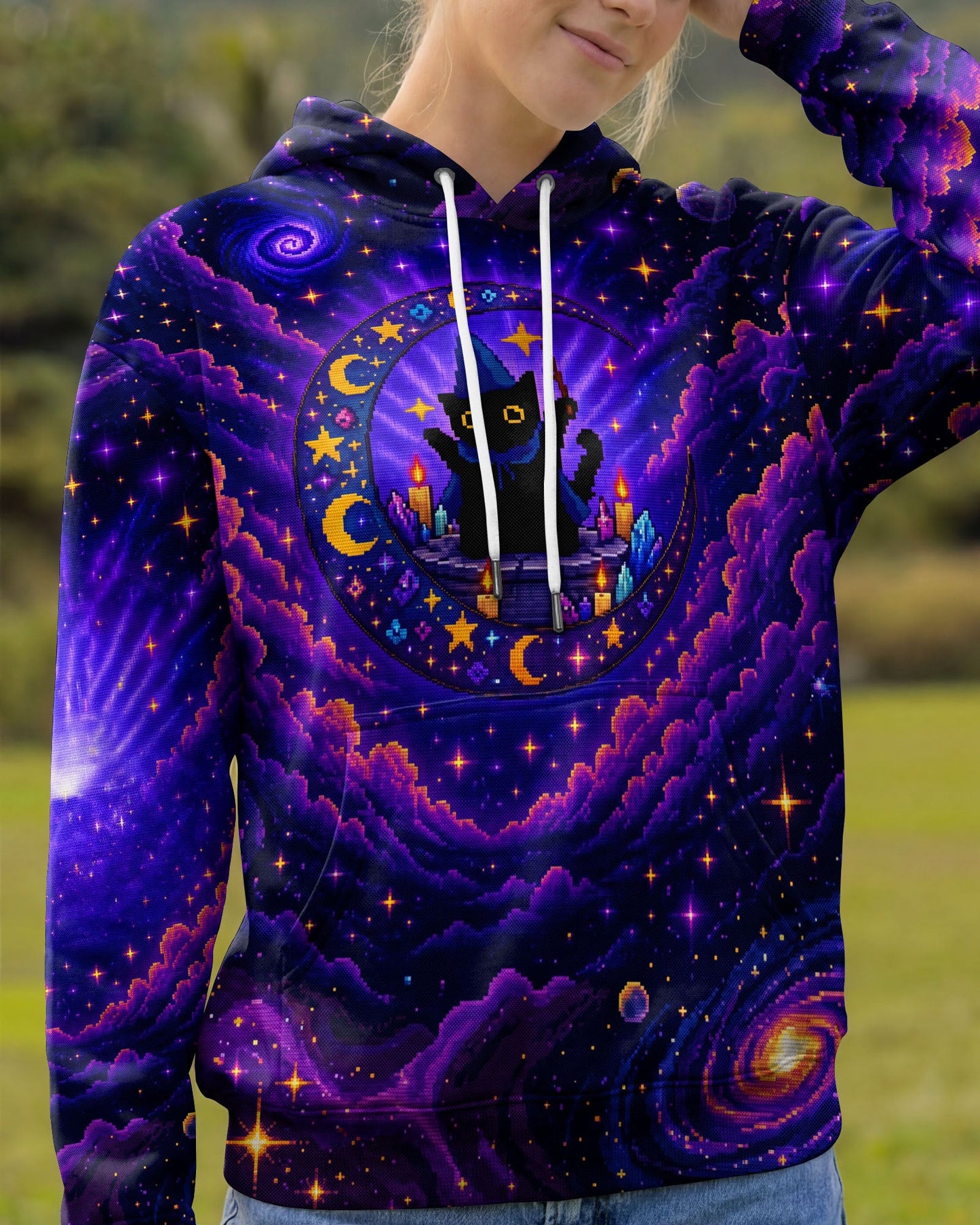 GALAXY WITCH CAT PIXEL ALL OVER PRINT - KMTM2205261