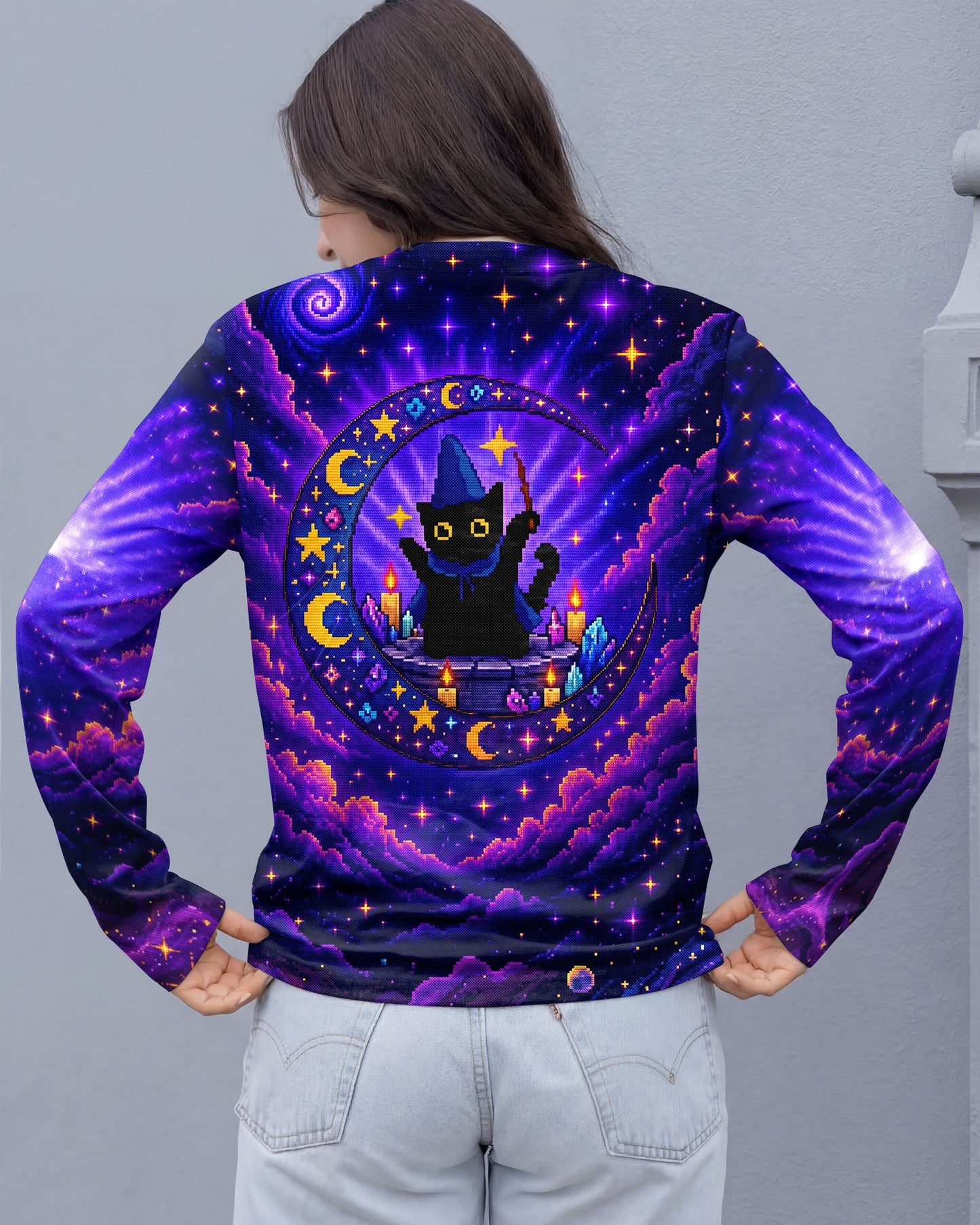 GALAXY WITCH CAT PIXEL ALL OVER PRINT - KMTM2205261
