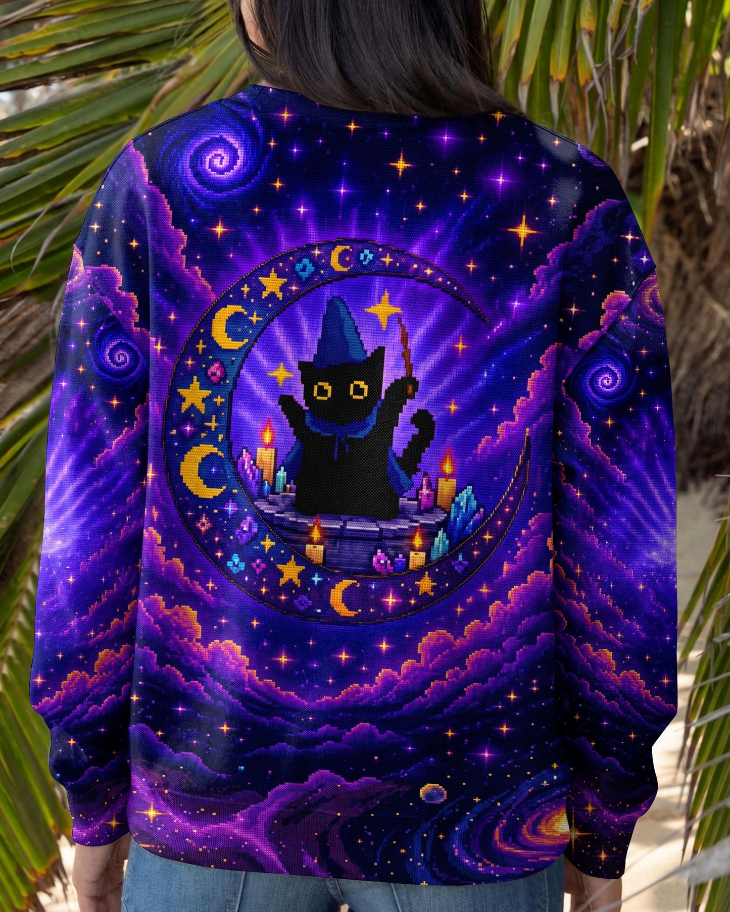 GALAXY WITCH CAT PIXEL ALL OVER PRINT - KMTM2205261