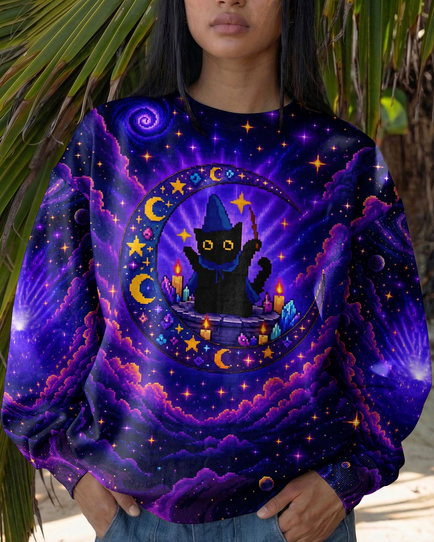 GALAXY WITCH CAT PIXEL ALL OVER PRINT - KMTM2205261