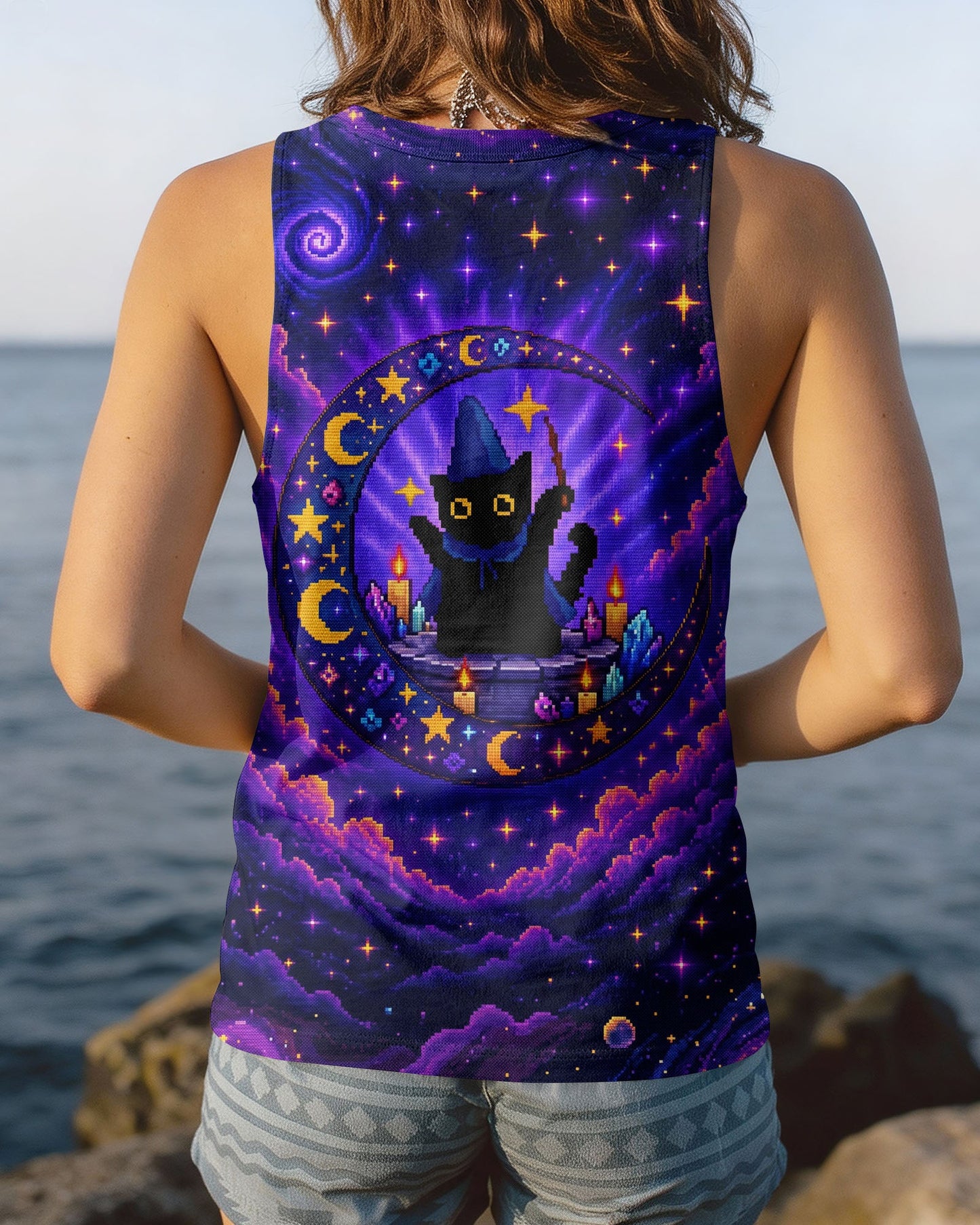 GALAXY WITCH CAT PIXEL ALL OVER PRINT - KMTM2205261