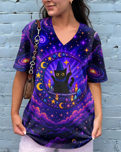 GALAXY WITCH CAT PIXEL ALL OVER PRINT - KMTM2205261