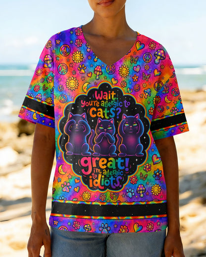 ALLERGIC TO IDIOTS THREE WISE CATS  PSYCHEDELIC ALL OVER PRINT - KMTM2206261