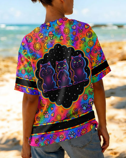 ALLERGIC TO IDIOTS THREE WISE CATS  PSYCHEDELIC ALL OVER PRINT - KMTM2206261