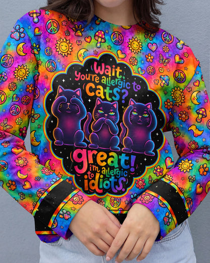 ALLERGIC TO IDIOTS THREE WISE CATS  PSYCHEDELIC ALL OVER PRINT - KMTM2206261