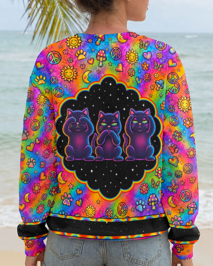 ALLERGIC TO IDIOTS THREE WISE CATS  PSYCHEDELIC ALL OVER PRINT - KMTM2206261