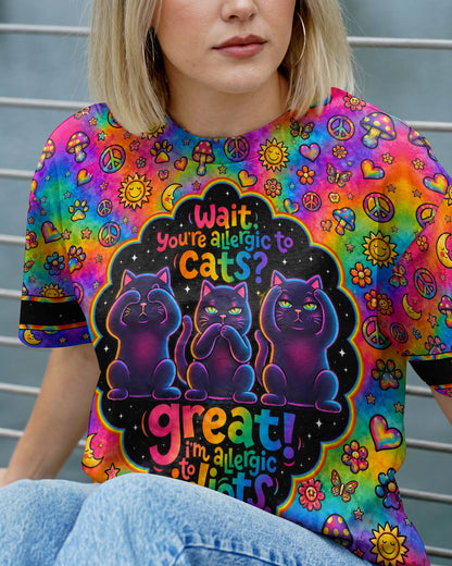 ALLERGIC TO IDIOTS THREE WISE CATS  PSYCHEDELIC ALL OVER PRINT - KMTM2206261