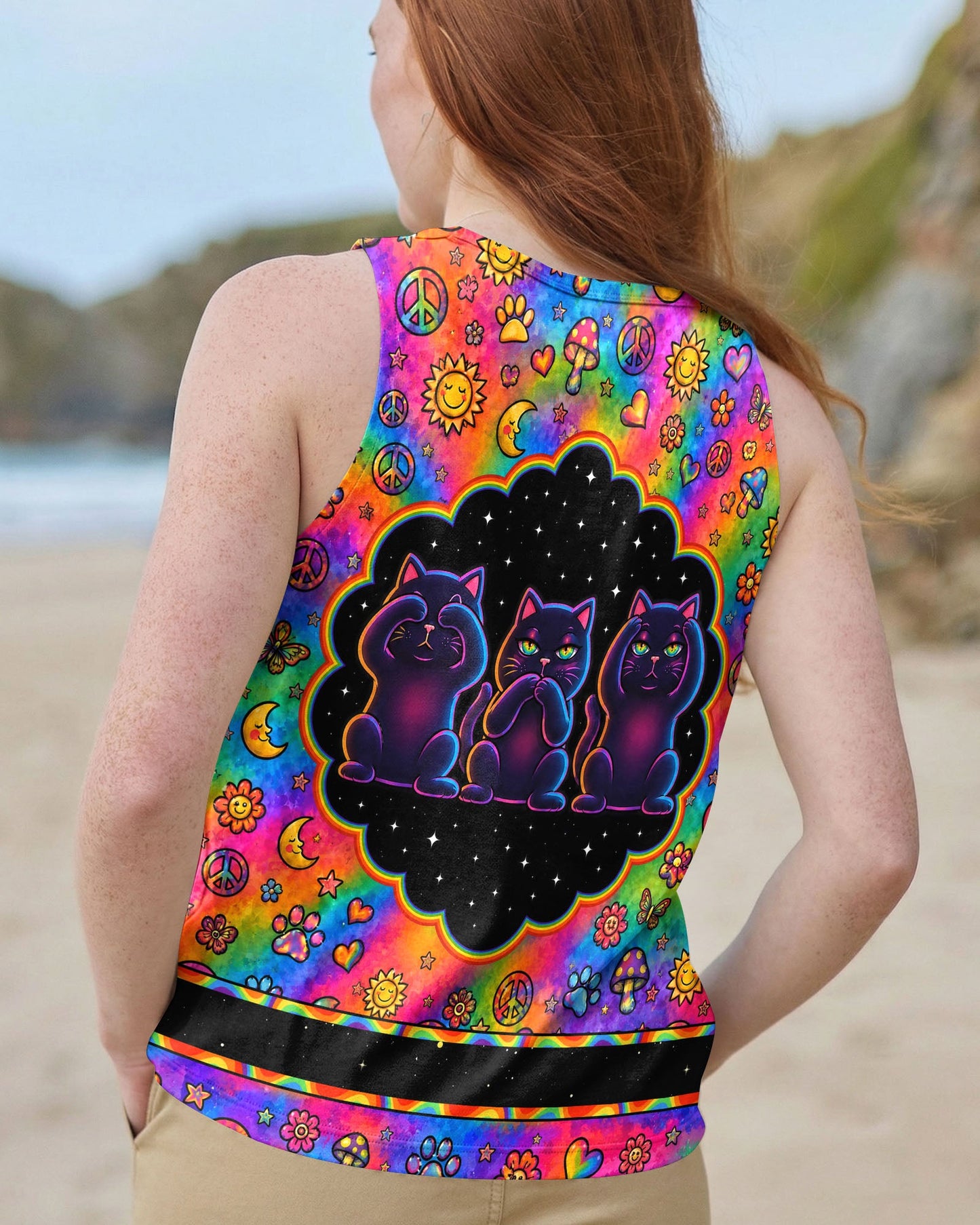 ALLERGIC TO IDIOTS THREE WISE CATS  PSYCHEDELIC ALL OVER PRINT - KMTM2206261