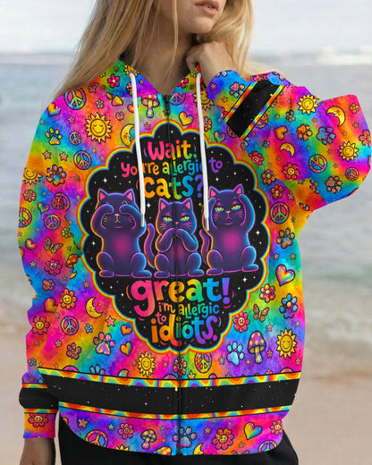 ALLERGIC TO IDIOTS THREE WISE CATS  PSYCHEDELIC ALL OVER PRINT - KMTM2206261