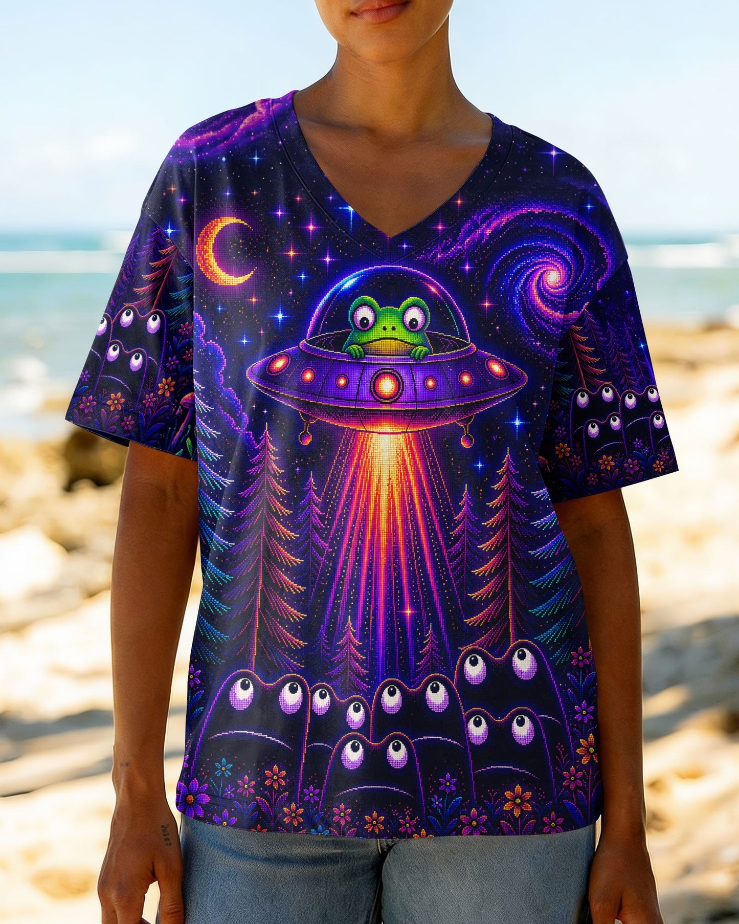 COSMIC FROG UFO PIXEL GALAXY ALL OVER PRINT – KMTM2705261