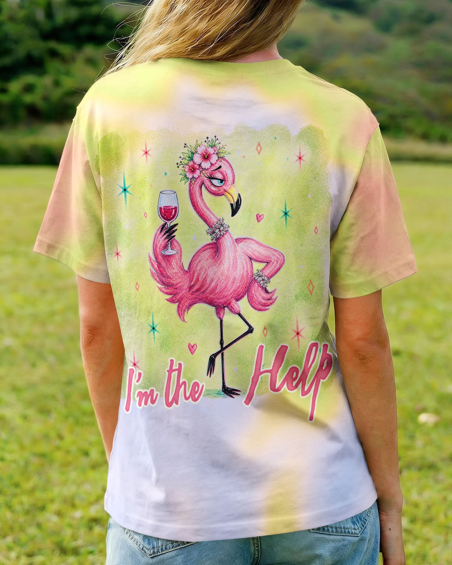 I'M THE HELP FUNNY FLAMINGO ALL OVER PRINT – RI0605263