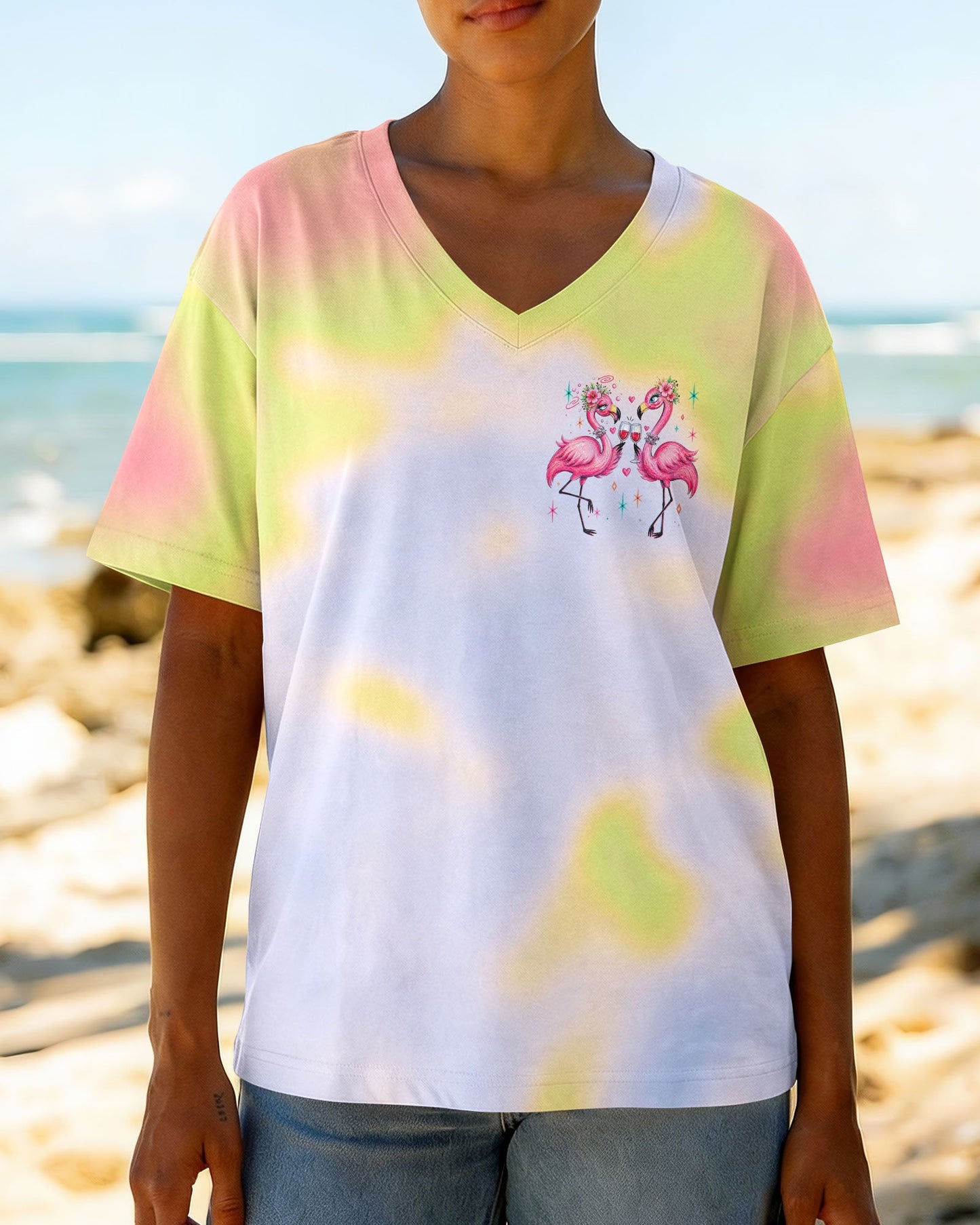 IF LOST OR DRUNK PLEASE RETURN TO BESTIE FLAMINGO ALL OVER PRINT – RI0605261