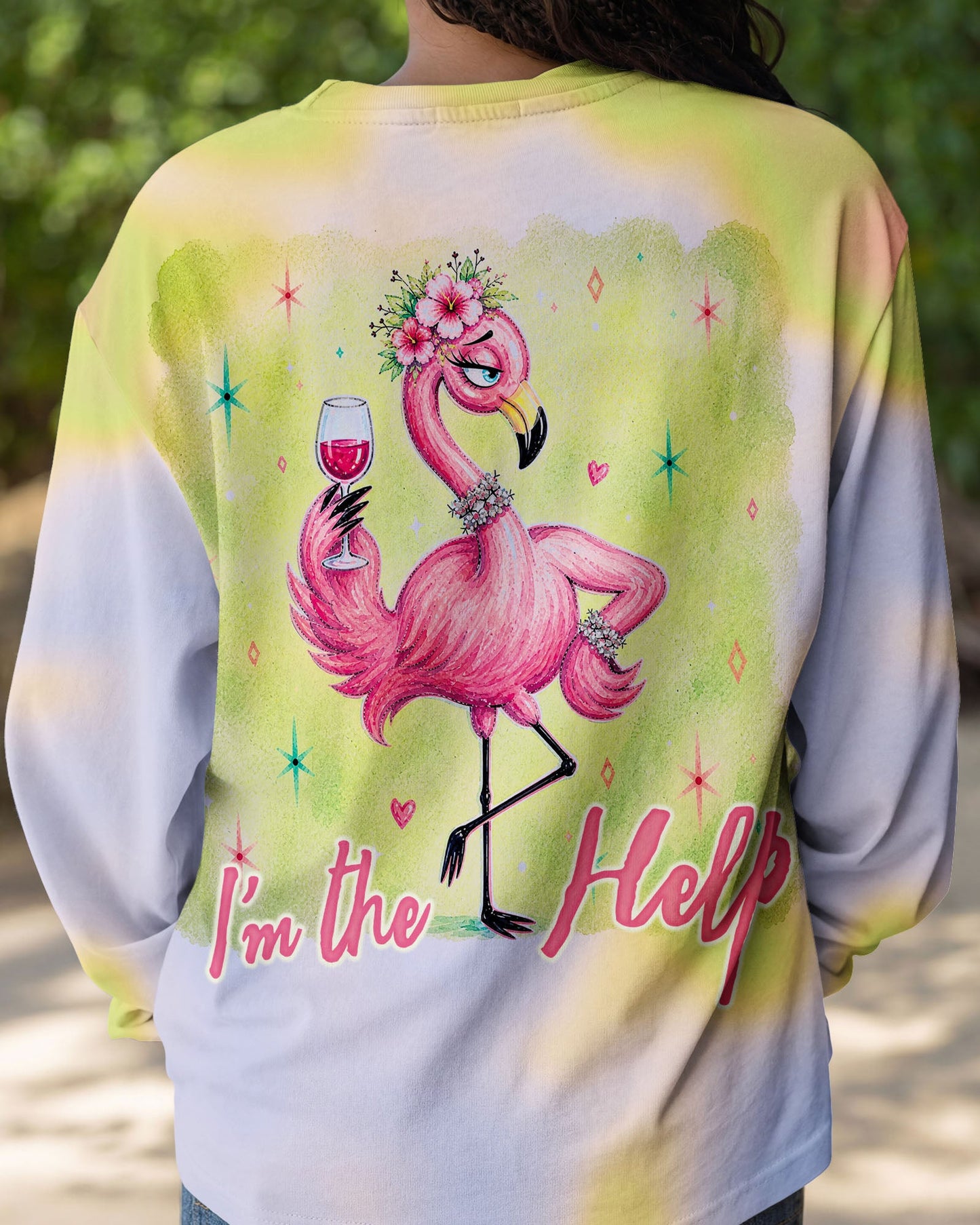I'M THE HELP FUNNY FLAMINGO ALL OVER PRINT – RI0605263