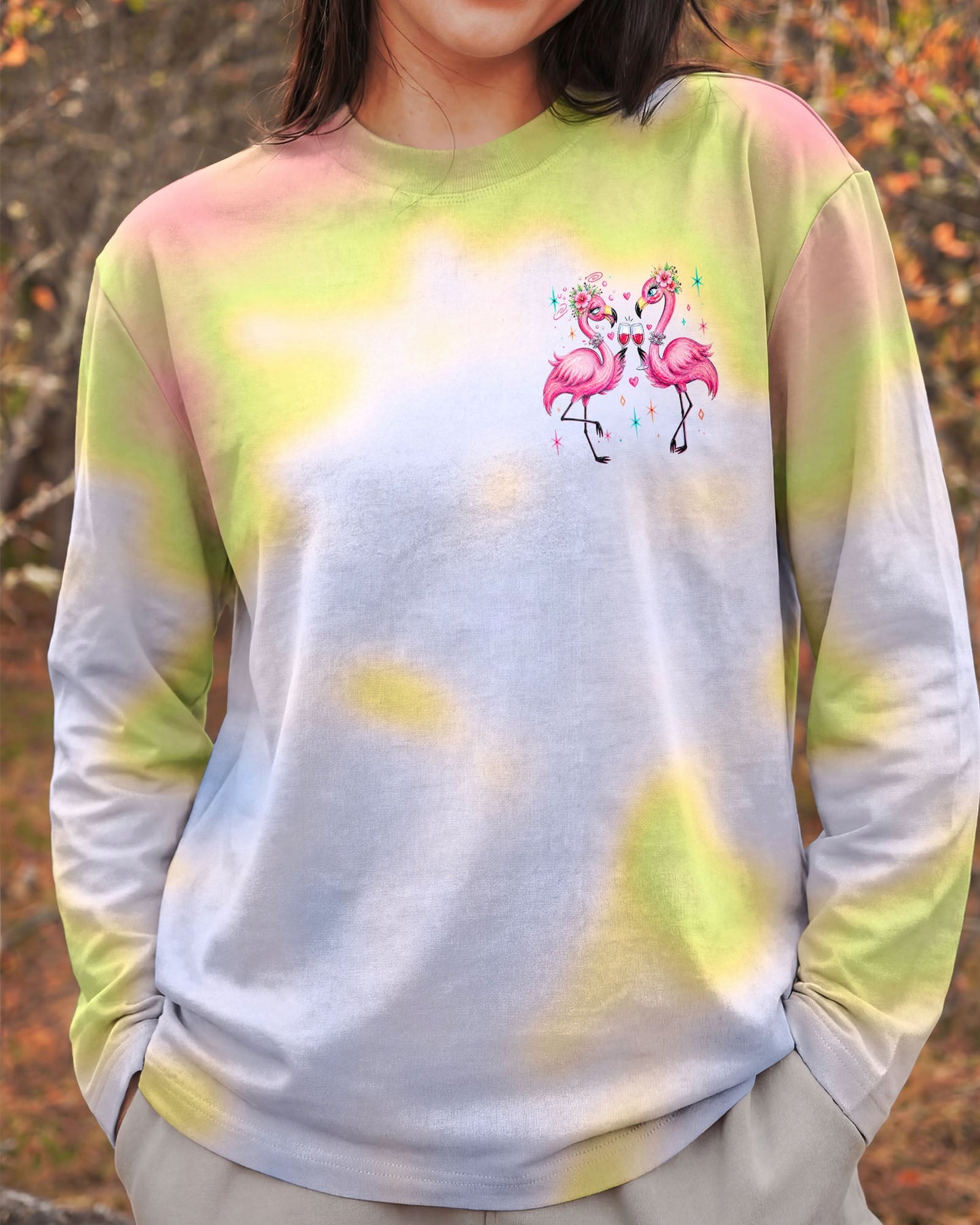IF LOST OR DRUNK PLEASE RETURN TO BESTIE FLAMINGO ALL OVER PRINT – RI0605261